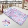 Primlect Toddler Nap Mat Extra Large Thickened 55''x35'', Soft Sleeping Bag with Detachable Minky Blanket and Pillow, Portable for Daycare, Preschool, Kindergarten, Travel, Boys and Girls, Purple view 2