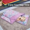 Primlect Toddler Nap Mat Extra Large Thickened 55''x35'', Soft Sleeping Bag with Detachable Minky Blanket and Pillow, Portable for Daycare, Preschool, Kindergarten, Travel, Boys and Girls, Purple view 4