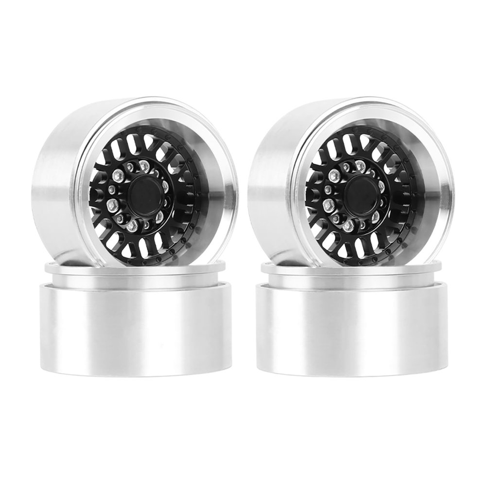 1.9 Beadlock Wheel Rim,WONFAST 4PCS Deep Dish Aluminum Negative Offset-10mm Wheel Rim Hub for 1/10 RC Crawler Car for Axial SCX10 TRX4 TRX6 VS4-10 Gen8 MST Upgrade Parts (Black)