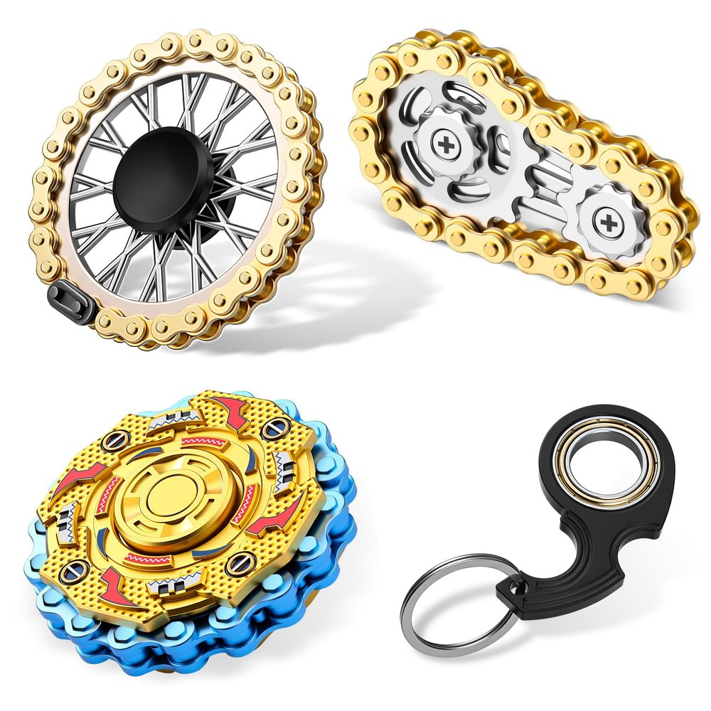 4 Pcs Fidgets Toys for Adults & Teen Metal Fidgets Spinner for Teen Boys,Anxiety Stress Relief Sensory Items for Autistic ADHD Stocking Stuffers for Teen Adult Men Gifts