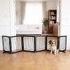 Dog Fence Indoor - 6-Panel Freestanding Dog Gate for Doorways, Hallways, House or Stairs -120x24-Inch Retractable Foldable Expandable Wood Pet by SFJC (Black) view 1
