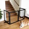 Dog Fence Indoor - 6-Panel Freestanding Dog Gate for Doorways, Hallways, House or Stairs -120x24-Inch Retractable Foldable Expandable Wood Pet by SFJC (Black) view 3