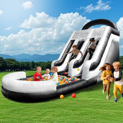21FT Commercial Large Inflatable Water Silde for Kids & Adults, Heavy Duty 100% PVC Waterslides with Big Pool, Blower for for Backyard, Outdoor Slide Park, and Pool Party, Black