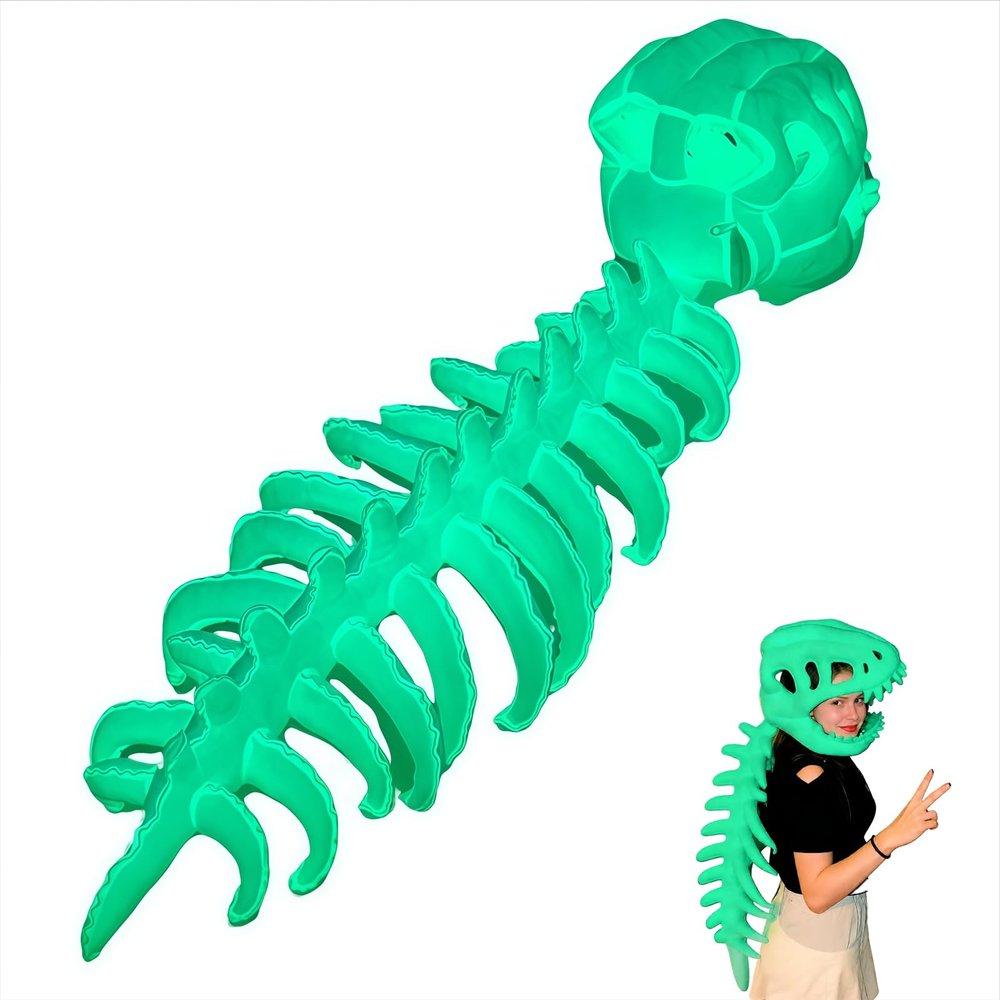 2026 New, dinosaur skeleton plush costume, 3D Skeleton Design, Glow-in-the-dark dinosaur costume, it will glow continuously for 3-6 hours,for parties,entertainment, and role-playing, 45.28 Inches.
