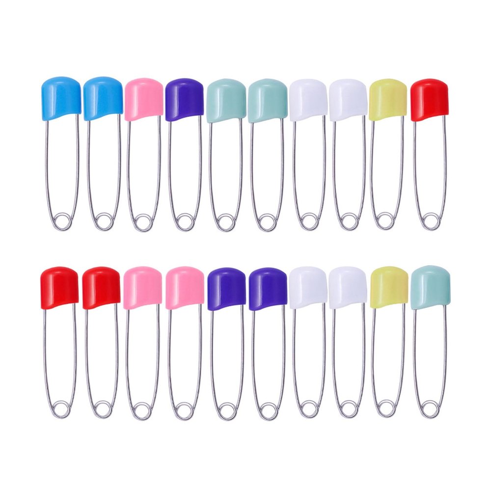 100 Pieces Diaper Pins Head Cloth Brooches with Locking Closures Stainless Steel Sewing Tool Locking