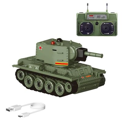WOWOBONTOY RC Battle Tank, 1/64 Scale 2.4G Mini RC Battle Tank Model with Infrared Combat Mode, Rotating Turret and Track Drive, Military Vehicles Model for Teens & Adult (Green)