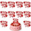 10pcs Happy Valentine's Day Cake Toppers Glitter Red Heart Cupcake Toppers, Valentine's Day Cake Topper Supplies Wedding Party Cake Decorations Valentine's Gifts for Couples Bridal Shower Anniversary view 1