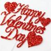 10pcs Happy Valentine's Day Cake Toppers Glitter Red Heart Cupcake Toppers, Valentine's Day Cake Topper Supplies Wedding Party Cake Decorations Valentine's Gifts for Couples Bridal Shower Anniversary view 2