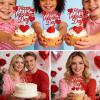 10pcs Happy Valentine's Day Cake Toppers Glitter Red Heart Cupcake Toppers, Valentine's Day Cake Topper Supplies Wedding Party Cake Decorations Valentine's Gifts for Couples Bridal Shower Anniversary view 4