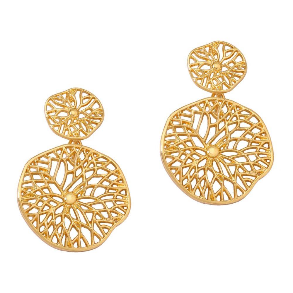 5 * 3.3cm Metal Hollow Geometric Retro Pendant Ring Earrings,golden,5 * 3.3cm