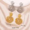 5 * 3.3cm Metal Hollow Geometric Retro Pendant Ring Earrings,golden,5 * 3.3cm view 3