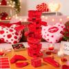 AerWo 51PCS Date Night Valentines Games, Heart Wooden Blocks Stacking Couples Game, Tumbling Tower Date Night Valentines Day Games for Couples Valentines Gift Date Night Ideas view 2