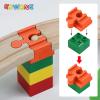 Wood Train Track Connecting Pieces, Wooden Train Track Connectors, 50 Pieces Wooden TrainTrack Accessories, Interactive Connecting Adapter, for Living Room Playroom Indoor Play Holiday Birthday view 3
