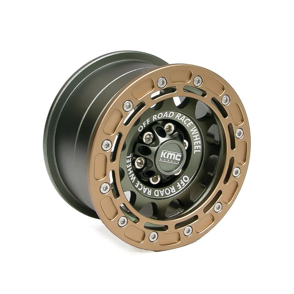 4PCS 2.2'' Aluminum Alloy Wheel Rim 61.5x35mm Hex Hub 12mm RC Spare Parts for 1/10 1/8 YK4082 MJX H8H CROSSRC Crawler RC Car (Brown-Titanium)
