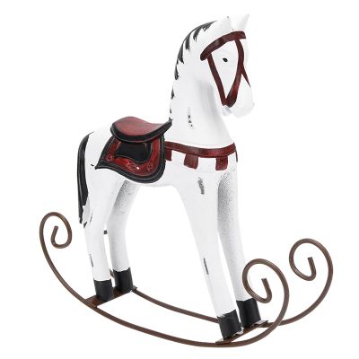 OEBUAFI Handmade Wooden Rocking Horse, Light Blue Kids Toy, Hand Carved Decor Children (White)