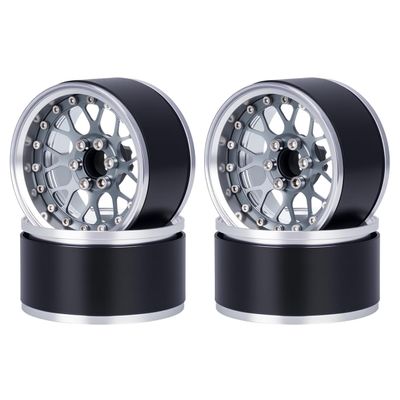 4Pcs 2.2 Inch Aluminum Alloy Beadlock Wheels Rim 12mm Hex for 1/10 RC Crawler Axial SCX10 90046 Wraith Capra TRX4 TRX6 D90 (Titanium)