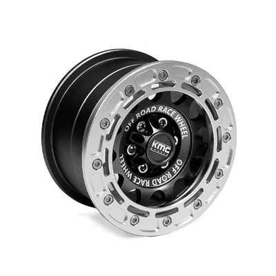 4PCS 2.2'' Aluminum Alloy Wheel Rim 61.5x35mm Hex Hub 12mm RC Spare Parts for 1/10 1/8 YK4082 MJX H8H CROSSRC Crawler RC Car (Silver-Black)