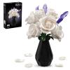 APENGBAOL White Roses Flowers Bouquet Building Set with Vase 256 Pcs Artificial Botanical Collection with Purple Accents Floral Centerpiece Home Decor Gift for Adults view 1