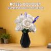 APENGBAOL White Roses Flowers Bouquet Building Set with Vase 256 Pcs Artificial Botanical Collection with Purple Accents Floral Centerpiece Home Decor Gift for Adults view 2