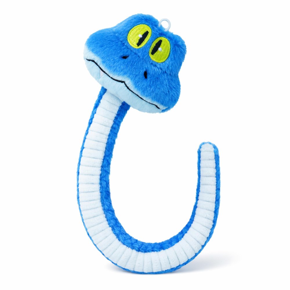 Ahlsense 11.8 in Cute Blue Snake Plush Toy - Cartoon Stuffed Snake Doll with Flexible Body for Bending, for Boys, Girls, Animal Lovers, Fans, Birthdays, and Holidays (Small)