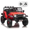 12V Ride On Truck Car, Kids Electric Vehicles Car W/Parent Remote Control, 3 Speeds 5MPH Max Speed, Spring Suspension, LED Lights, Music, Kids Electric Ride On Car As A GiftRed view 1