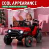 12V Ride On Truck Car, Kids Electric Vehicles Car W/Parent Remote Control, 3 Speeds 5MPH Max Speed, Spring Suspension, LED Lights, Music, Kids Electric Ride On Car As A GiftRed view 2