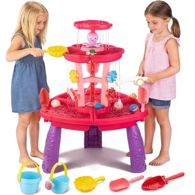 VROGTIK Water Table for Toddlers with Fishing Game Set 3-Tier Kids Sand Water Table Sensory Outdoor Toys for Kids Ages 4-8 Summer Beach Outside Backyard Toys for Girls& Boys Age 3 4 5 6 7 8 9