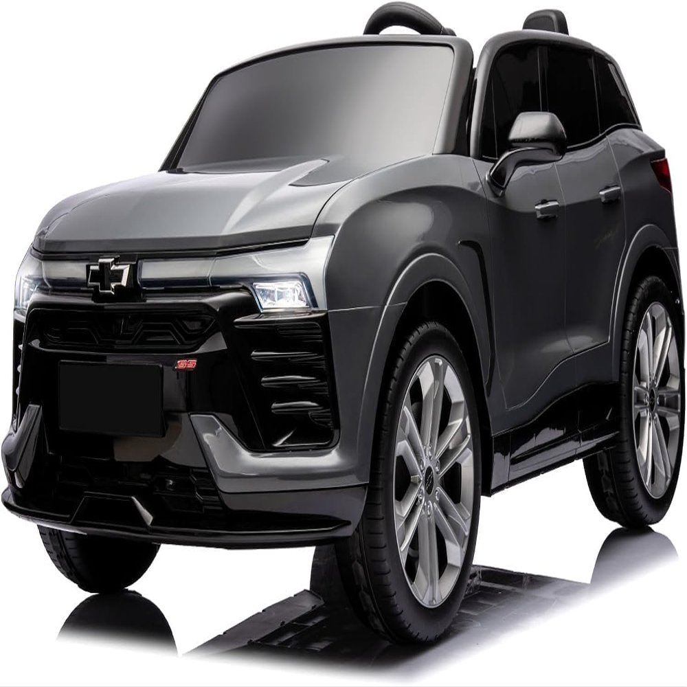 24V Dual Seat Chevrolet Blazer Electric Ride-on SUV for Kids, Officially Licensed with Remote Control, Bluetooth Music, and 3 Speed Settings for Ages 3-8,Grey