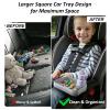 2Pack Car Seat Snack Tray for Kids, Mess-Free Square Travel Tray Cup Holder Snack Tray, Durable Car Food Tray for Toddlers, Universal Fit Kids Travel Road Trip Essentials (2, Grey) view 3