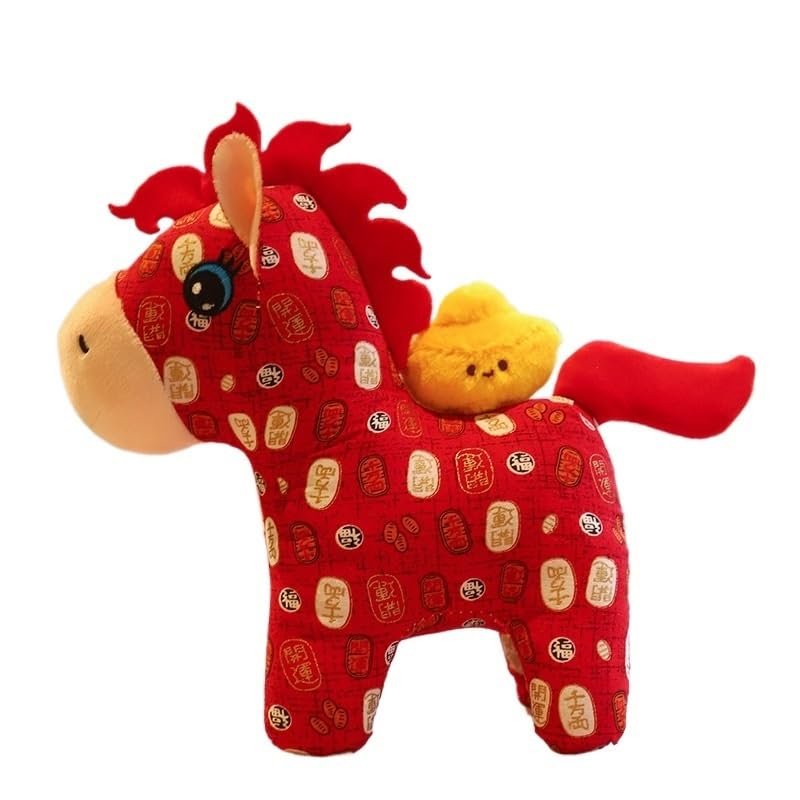 2026 Chinese Style Pony Plush Doll - Year of The Horse Fabric Crane Mascot Zodiac Horse Plush Toy(Color23,12 inches)