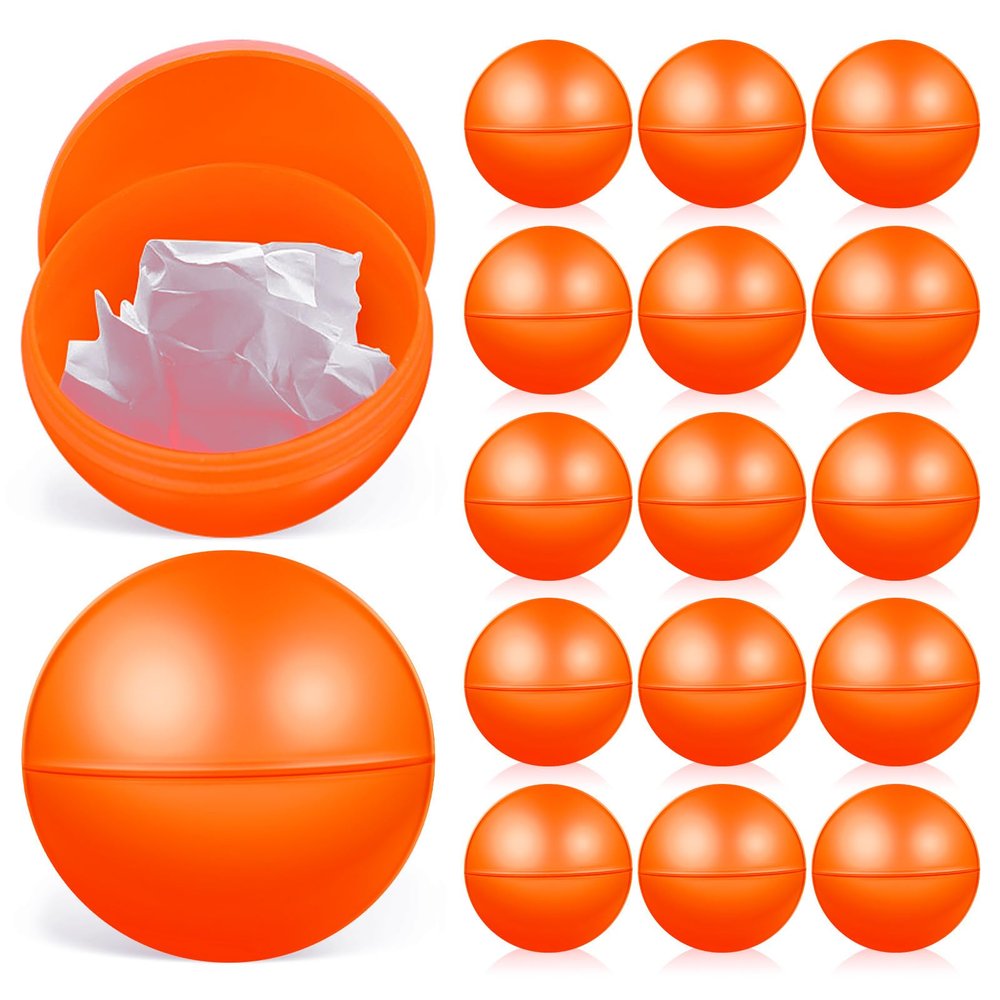 Cabilock 25pcs Raffle Drawing Balls, Openable Capsule Number Bingo Game Cage Ball, Prize Gumballs Funny Lottery Props for Party Games, Vending Machine, And Decorations, Orange