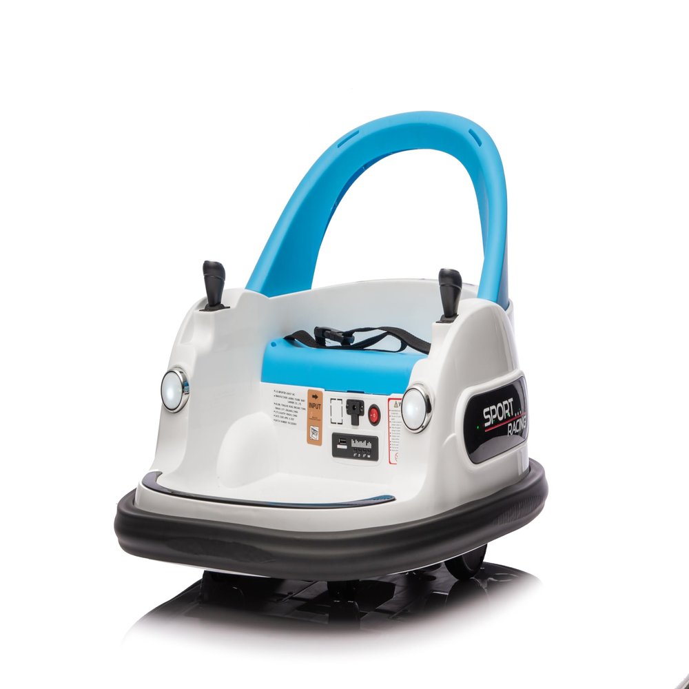 12V Ride On Bumper Car for Kids, Electric Bumper Car with 2.4G Remote Control, 360 Spin, LED Lights, Bluetooth Music, Safety Belt & Anti-Collision Padding, Ages 1.55 (White)