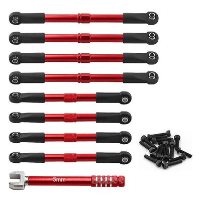 Aluminum Alloy Pull Rod Set #7118#7138 RC Upgrade Parts for TRAXXAS 1/16 E-Revo Summit RC Car (Red)