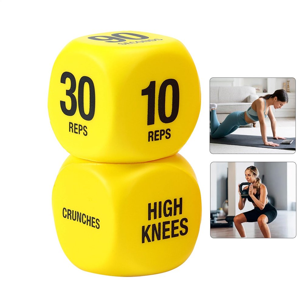 6 Sided Fitness Dice for Exercise, Game for Group Fitness & Exercise, Home Gym Use Women Teens Squats Push Up Sports Outdoor Home, Great Workout Equipment & Gift for Gym Lovers