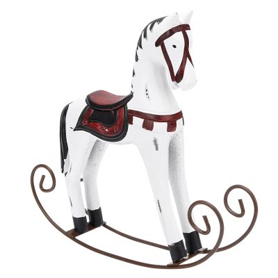 Yosoo Nordic Wooden Rocking Horse Hand Carved Hand Painted Horse Toy for Kids Collection and Decoration Kids (White)