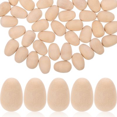 DOITOOL 100 Pcs Easter Wooden Eggs Fake Wood DIY Easter Egg Crafts Party Decorations