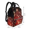 QSMJKLD red background golden snow Diaper Bag with Changing Pad, Pacifier Holder - Multifunction Travel Nappy Bags Large Capacity Laptop Backpack Waterproof Mommy Bag Casual Daypack for Mom view 2