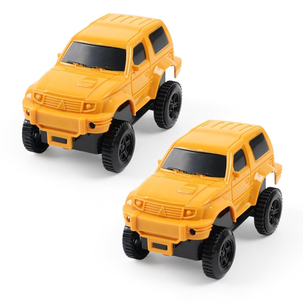 TGJH Construction Race Cars Accessories for Kids - 2-Pack Engineering Electric Toy Cars, Birthday Gifts for 3 4 5 6 7 Year Old Boys, Compatible with Construction Race Car Track Set