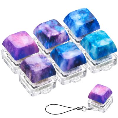 Taiyin 12 Pcs Keyboard Fidget, Keyboard Keychain Fidget, Decompression Button Finger Clicker Toys, Button Stress Relief Gifts for Relieving Stress (Galaxy)