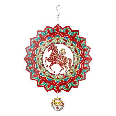 2026 Wind Chime, Symbolizing Good Fortune, 11.57 Inches, Horse Yard and Garden Wind Spinner, 3D Hanging Horse Wnd Spinner, Garden Decoration Yard Ornament, for Lunar New Year, Seasonal Celebrations