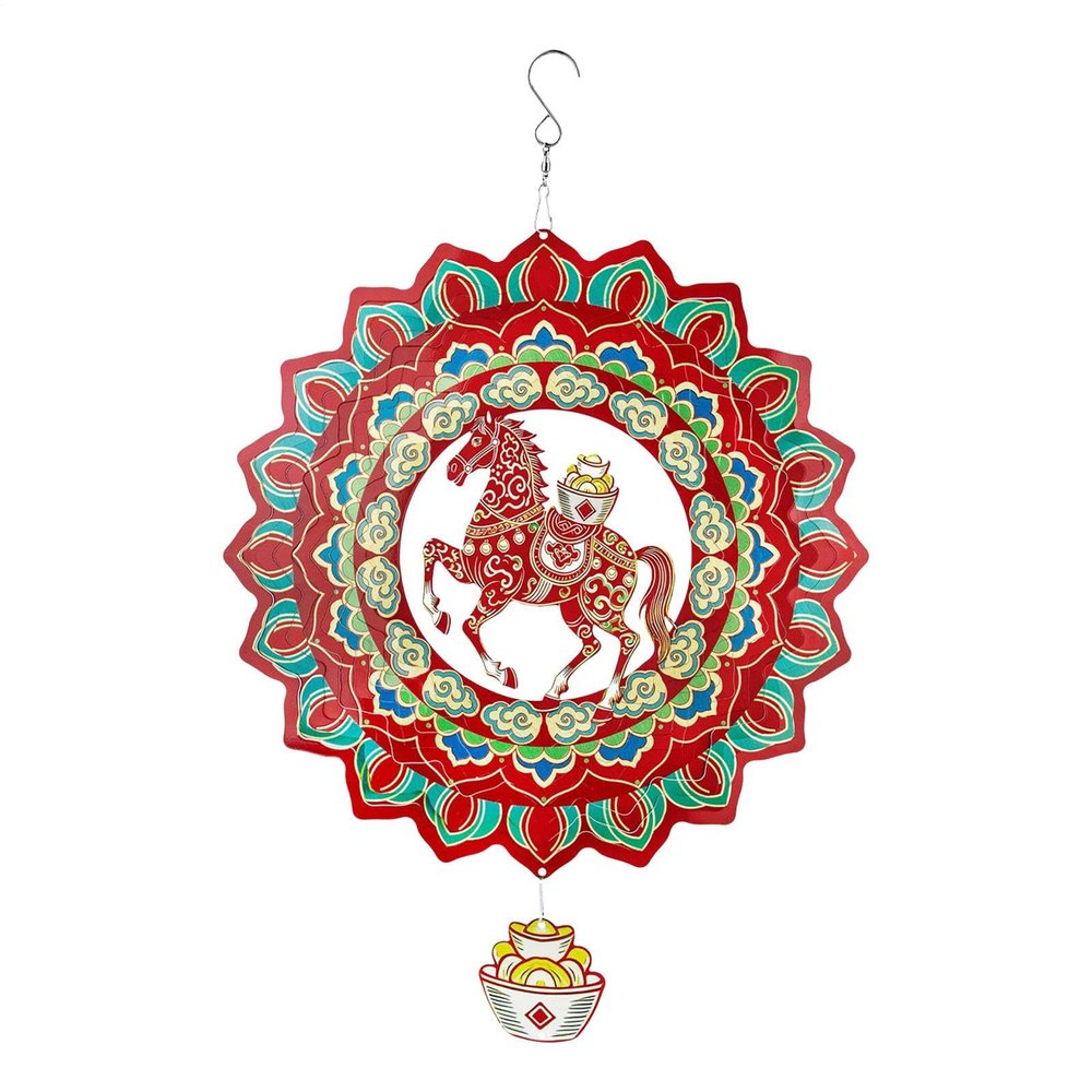 2026 Wind Chime, Symbolizing Good Fortune, 11.57 Inches, Horse Yard and Garden Wind Spinner, 3D Hanging Horse Wnd Spinner, Garden Decoration Yard Ornament, for Lunar New Year, Seasonal Celebrations