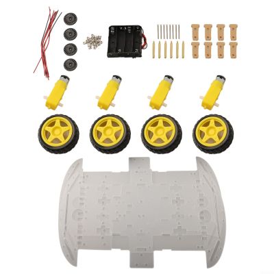 4WD Smart Robot Car Chassis Kit with Speed Encoders for Arduino, for DIY Robotics Projects, ABS+Metal Construction, 4 Pcs Gear Motors (1:48 Ratio), for STEM Learning and Automation Experiments