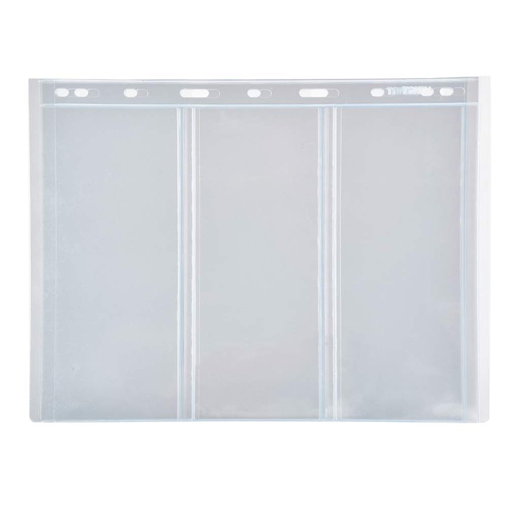 OEBUAFI 10Pcs Stamp Album Pages, Transparent Material, Universal for Stamp Collection Book, Ideal for and Postcards Storage (Transparent 3 lines)