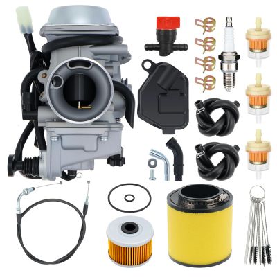 TRX450 Carburetor Kit Fit for Honda Foreman 450 TRX450ES TRX450FE TRX450FM 1998-2006 ATV Carb for Honda Rancher 350 TRX350 2000-2006 with Air Filter Oil Filter Throttle Cable