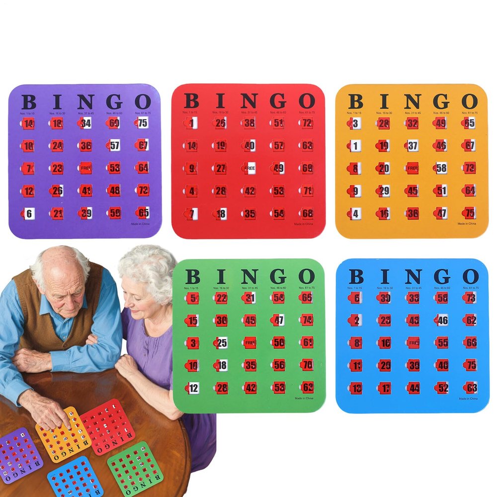 Bingo Cards, Shutter Slide Set, Party Game with Adorable Material, Logic Thinking Tool, Fingertip Games with Easy Use, Bingo Card Sets for School Office Gatherings Travel
