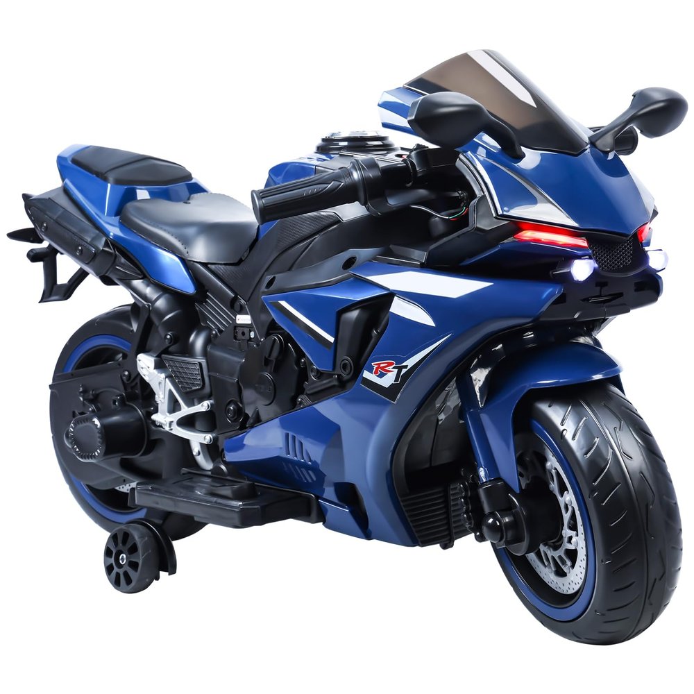 12V Kids Electric Motorcycle with Safety Training Wheels - 9 MPH Ride-On Dirt Bike for Children, Ages 3-7 Red