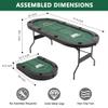 BEHOO 8 Player Folding Poker Tables, Texas Holdem Table with Padded Rails & Cup Holders, Foldable Casino Poker Table, Oval Blackjack Tables Foldable Leisure (Green) view 2