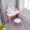 RASTKY Kids Wooden Vanity Set with Rotating Mirror and Stool for Girls Princess Dressing Table Pink for Children Bedroom view 2