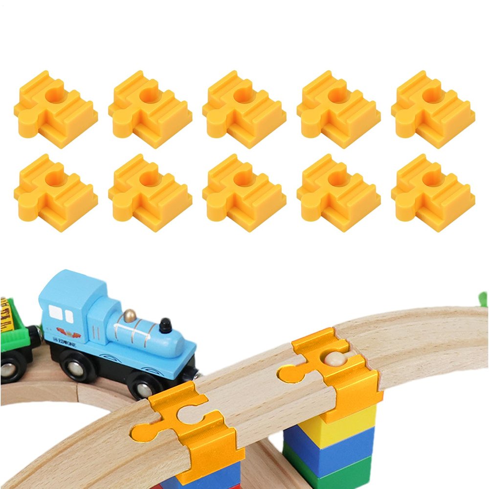 Wood Train Track Connector Pieces PP 4x3.2x1.9cm | 10 Pieces Toy Train Set Connector Connecting Accessories | Track Connectors for Children Ages 3 Plus Indoor Play Preschool Kindergarten Bedroom