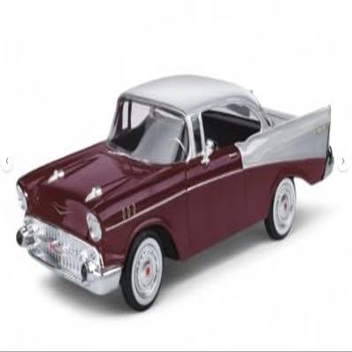 1957 Burgundy Metallic and Silver Metallic Timeless Legends Series 1/24 Diecast Model Car by Motormax 73228BUR